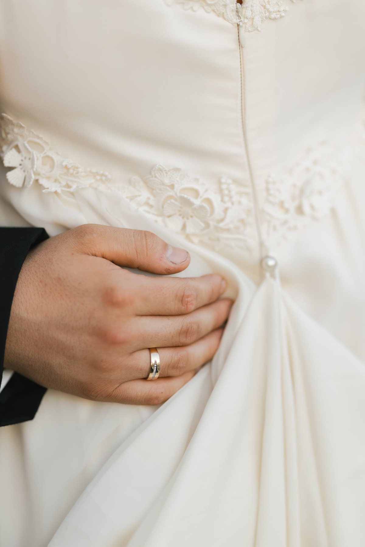 The bride's wedding ring in a close-up portrait